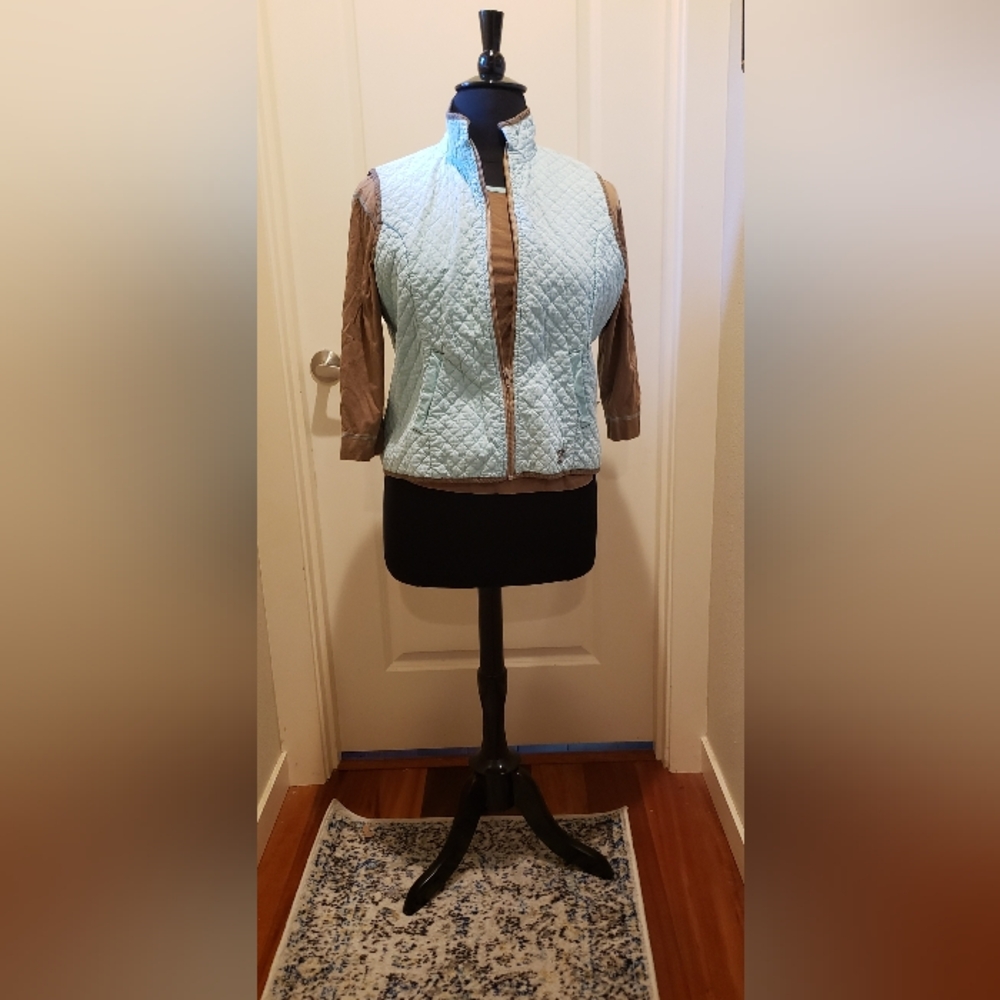 Vintage OC by Oleg Cassini Quilted Blue Vest & Coordinating Top